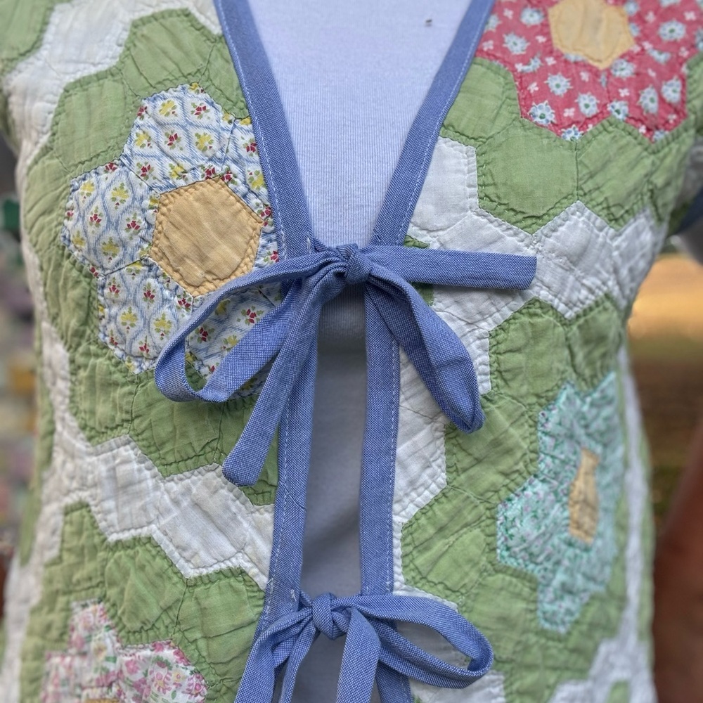 Colorful Patchwork Vest with Tie Closure